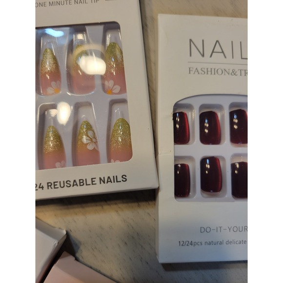 Press On Nails Lot Of 54 Packs Of Nails New Random Shapes And Sizes - Picture 15 of 16